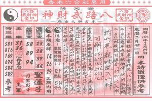 3/29八路武財神~~六合彩參考看