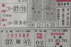 168先鋒報~六合彩參考看看 12/1