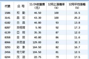 10檔12月最會漲 年終爆發