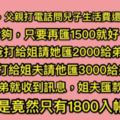 男大生期末生活費不夠，請家人資助1500元生活，沒想到經過爸爸姊姊姐夫互相推託的結果....最後竟然收到了1800元！