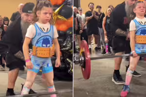 9歲女孩「舉起81.6公斤」!震撼健美界畫面曝光 9歲女孩「舉起81.6公斤」!震撼健美界畫面曝光