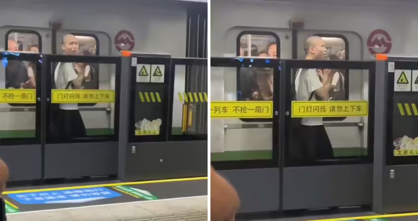 想衝進地鐵車廂　男子活活困夾縫