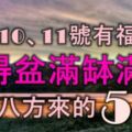 12月10、11號，有福有財，賺得盆滿缽滿，財富八方來的5生肖！