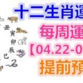 十二生肖運勢：每周運勢【04.22-04.28】提前預知！