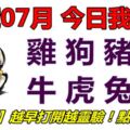 12號07月，今日我最旺！雞狗豬鼠牛虎兔龍！【12888】越早打開越靈驗！點個讚吧！