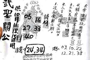 10/11-10/15  武聖關公-六合彩參考