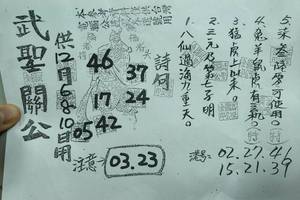 12/3-12/10  武聖關公-六合彩參考