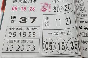 9/9-9/10  台北鐵報-今彩539參考