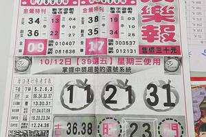 10/12-10/13  539娛樂報-今彩539參考