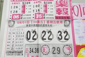 9/1-9/2  539娛樂報-今彩539參考~祝大家中獎