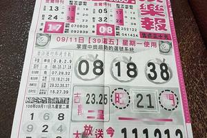 9/11-9/12  539娛樂報-今彩539參考~祝大家中獎