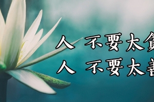 人，不要太貪，人，不要太善 (深度好文）