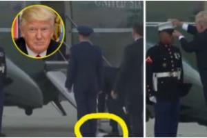 川普不顧總統地位彎腰幫軍人撿帽還戴上，再次吹掉時「超暖舉動」全球震驚！(有暖心影片)